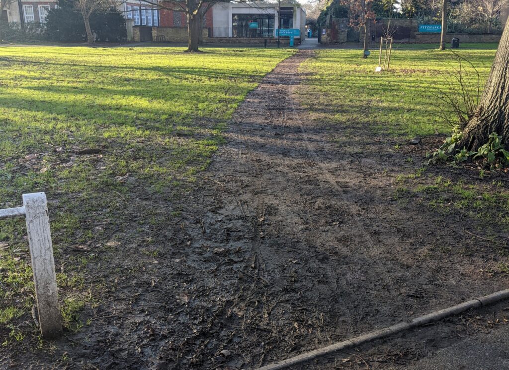 the photo shows a desire path which is used as the metaphor for meeting language learners needs